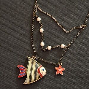 Vintage Betsey Johnson Fish and Starfish Necklace